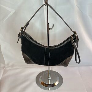 Vintage Elka Women’s Black with Brown Hobo Bag with Wristlet